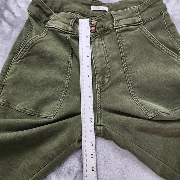 Maurices Pants Womens 8 Green Patch Pocket High Rise Wide Leg Crop Ankle Stretch - Picture 9 of 12